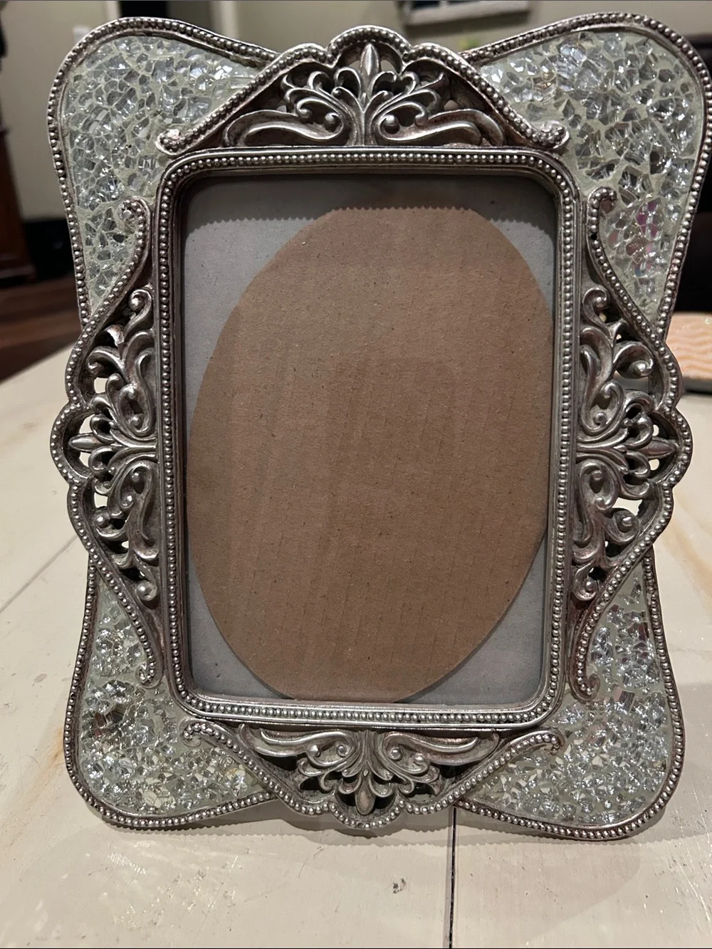 Ornate Silver Mosaic Decorative Picture Frame - Silver